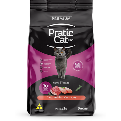 Ração Seca Pratic Cat Pro Carne e Frango para Gatos Adultos Cadastrados