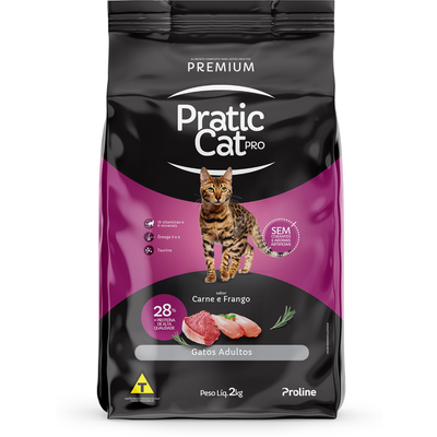 Ração Seca Pratic Cat Pro Carne e Frango para Gatos Adultos