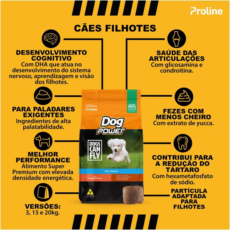 Ração Seca Dog Power Frango e Arroz para Cães Filhotes - 20Kg