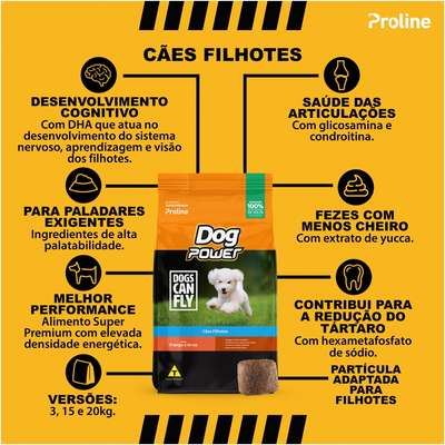 Ração Seca Dog Power Dogs Can Fly Frango e Arroz para Cães Filhotes