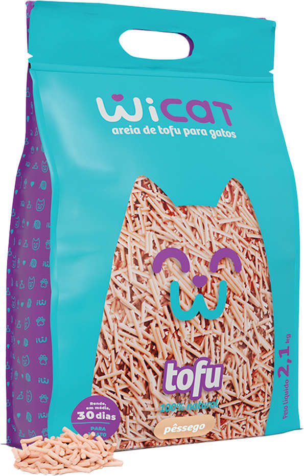 Granulado Higiênico WiCat Tofu Pêssego para Gatos - 2,1Kg