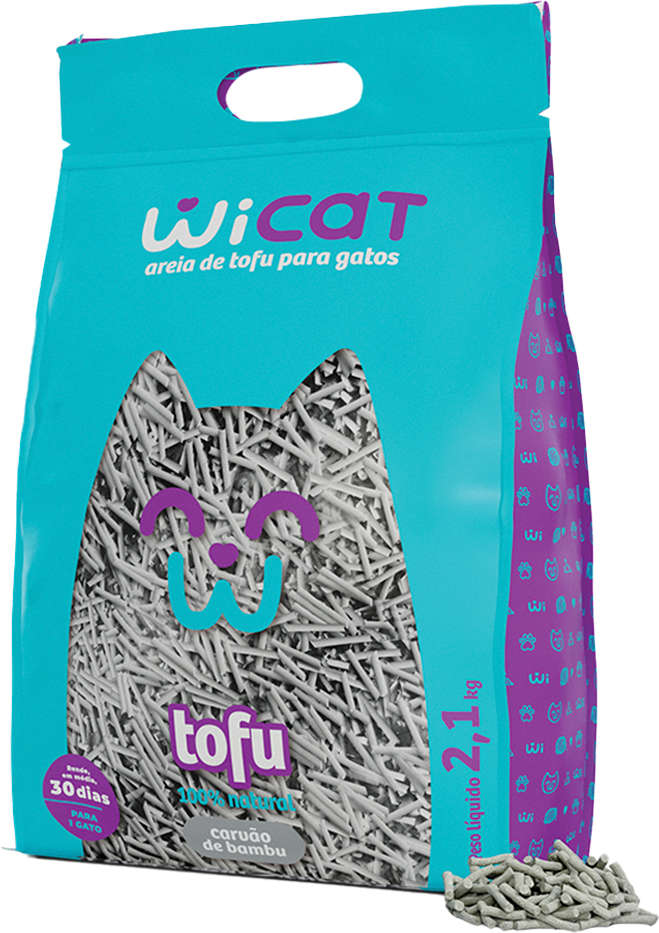 Granulado Higiênico WiCat Tofu Carvão de Bambu para Gatos - 2,1Kg