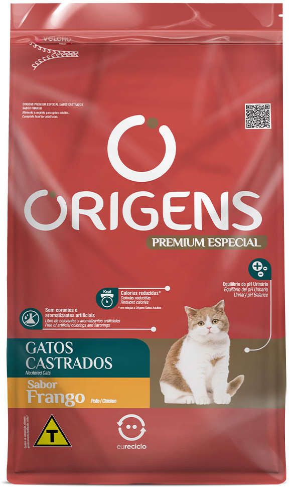 Ração Seca Origens Frango Gatos Castrados - 10,1Kg