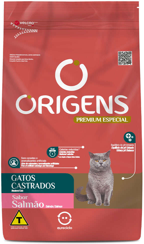 Ração Seca Origens Salmão Gatos Castrados - 3Kg