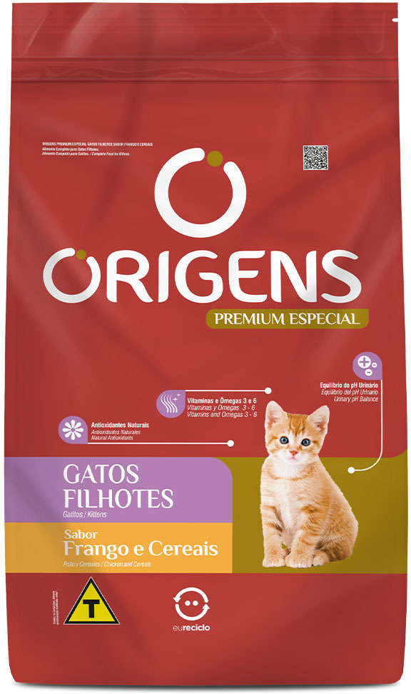 Ração Seca Origens Frango e Cereais Gatos Filhotes - 3Kg