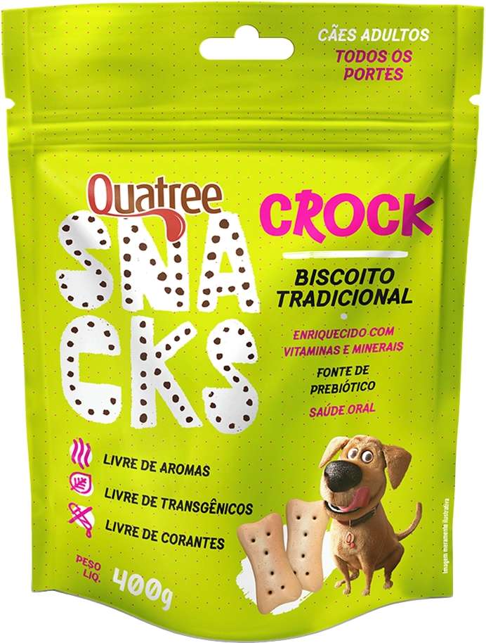 Kit Biscoito Quatree Snacks Crock Tradicional para Cães Adultos - 6 Unidades