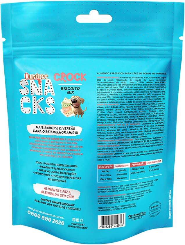 Biscoito Quatree Snacks Crock Mix para Cães Adultos - 400g