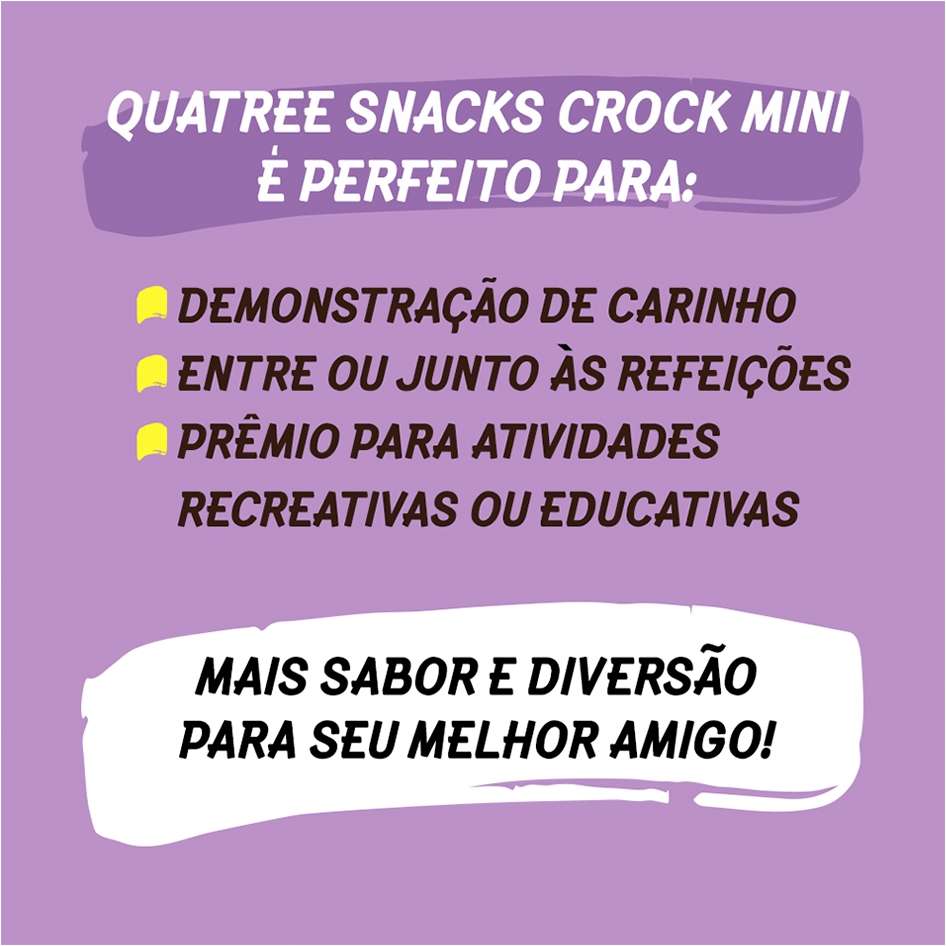 Kit Biscoito Quatree Snacks Crock Mini para Cães Adultos Porte Mini e Pequeno - 6 Unidades