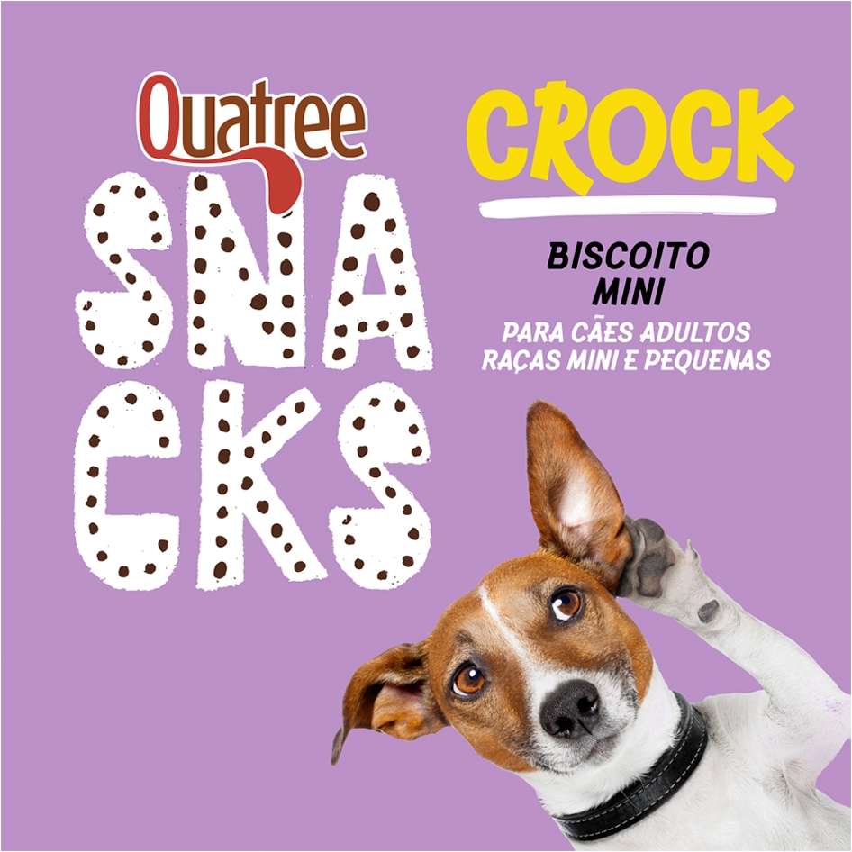 Kit Biscoito Quatree Snacks Crock Mini para Cães Adultos Porte Mini e Pequeno - 6 Unidades