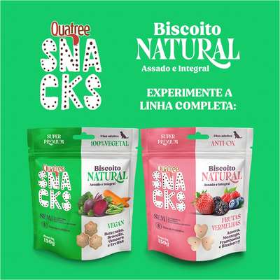Biscoito Natural Quatree Snacks para Cães Adultos Sabor Vegan