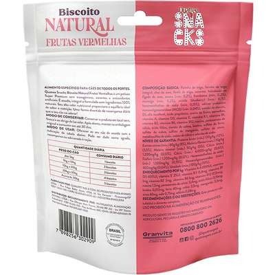 Biscoito Natural Quatree Snacks para Cães Adultos Sabor Frutas Vermelhas