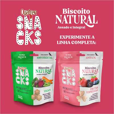 Biscoito Natural Quatree Snacks para Cães Adultos Sabor Frutas Vermelhas