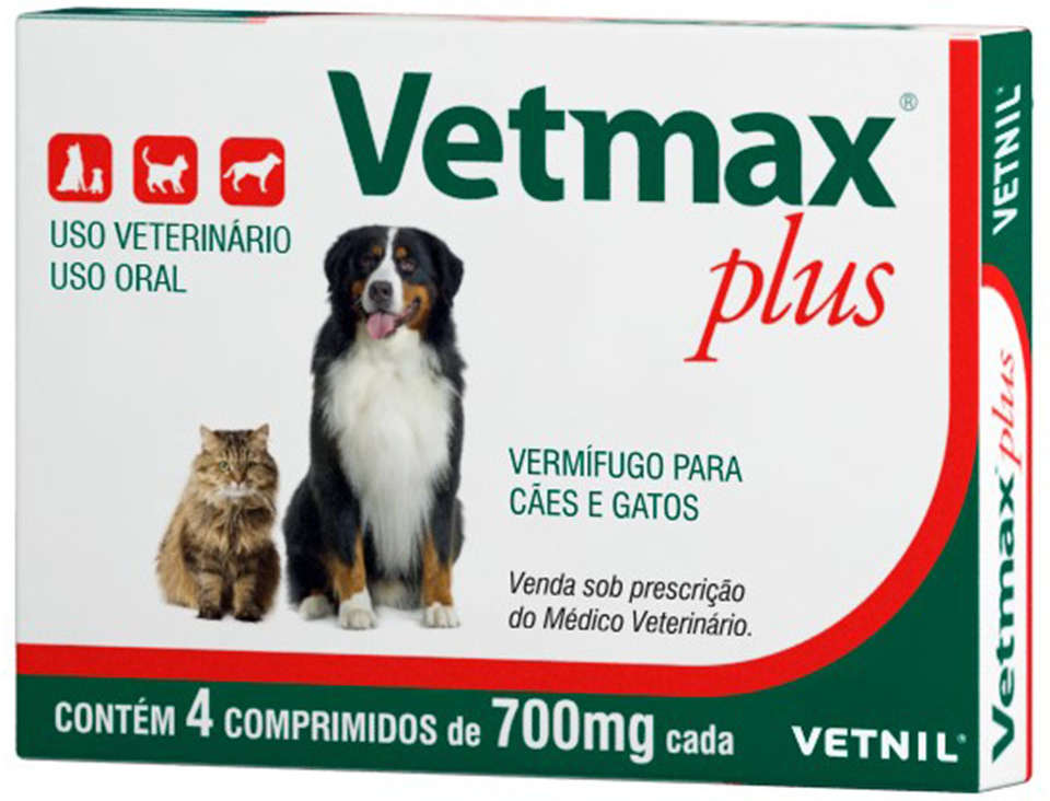 Vermífugo Vetnil Vetmax Plus 700mg - 4 Comprimidos