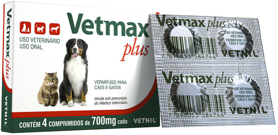Vermífugo Vetnil Vetmax Plus 700mg - 4 Comprimidos