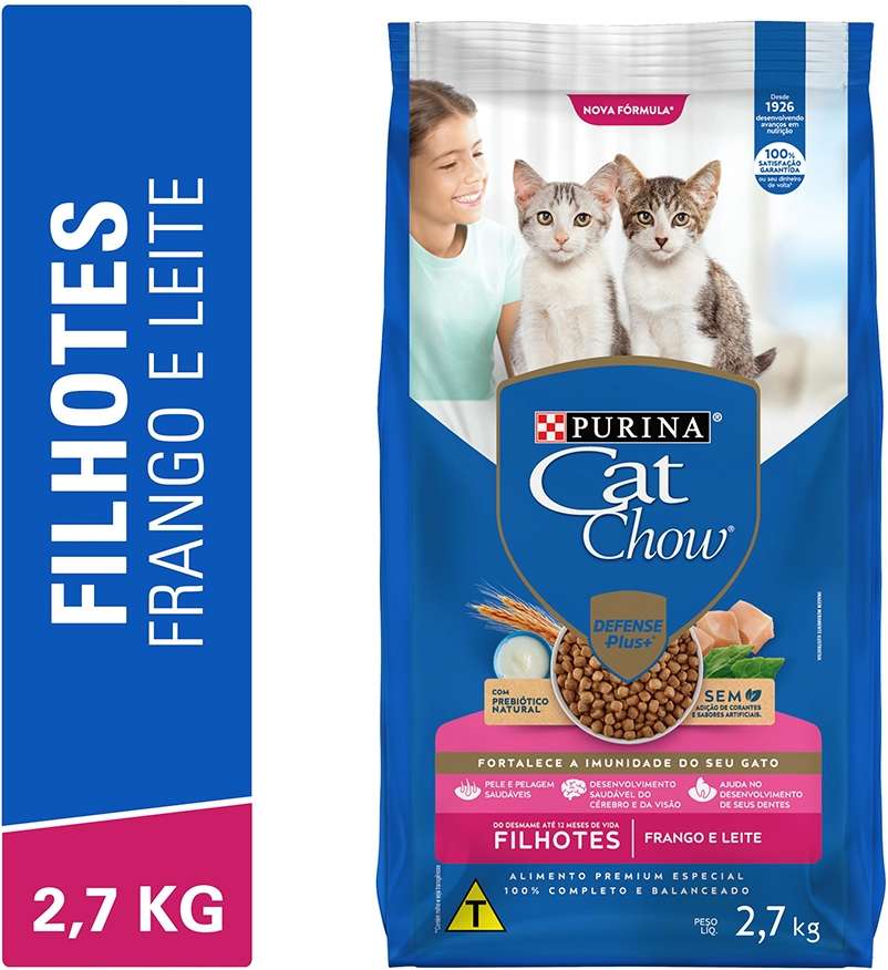 Ração Nestlé Purina Cat Chow Frango e Leite para Gatos Filhotes - 2,7Kg