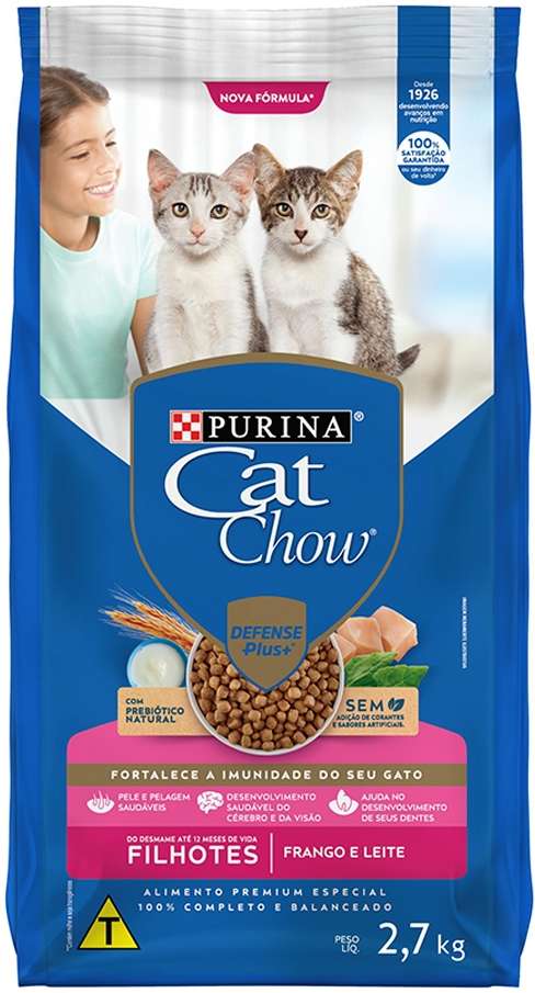 Ração Nestlé Purina Cat Chow Frango e Leite para Gatos Filhotes - 2,7Kg