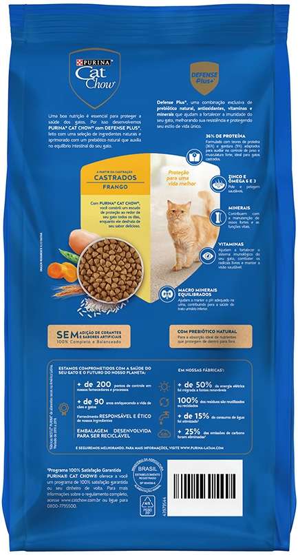 Ração Nestlé Purina Cat Chow Frango para Gatos Castrados - 2,7Kg