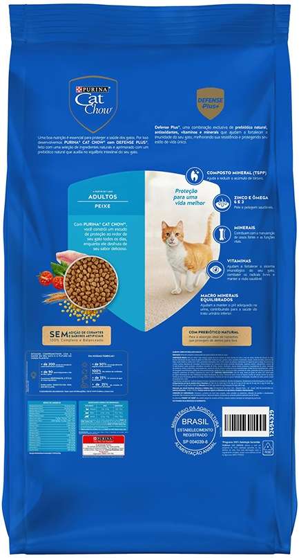 Ração Nestlé Purina Cat Chow Adultos Defense Plus Peixe - 2,7Kg