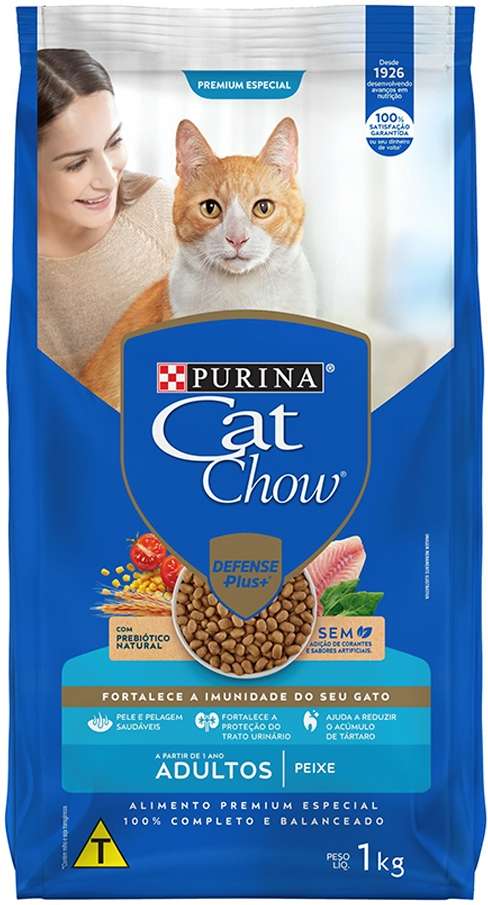 Ração Nestlé Purina Cat Chow Adultos Defense Plus Peixe - 1Kg