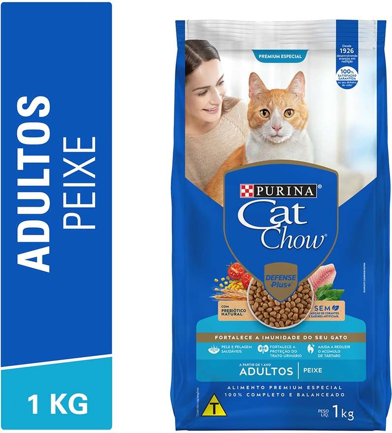 Ração Nestlé Purina Cat Chow Adultos Defense Plus Peixe - 1Kg