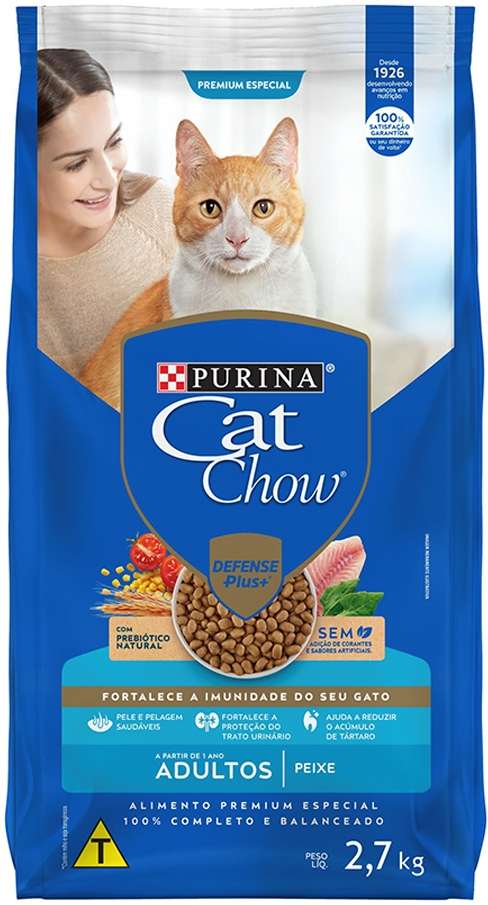 Ração Nestlé Purina Cat Chow Adultos Defense Plus Peixe - 2,7Kg