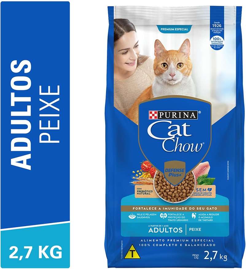 Ração Nestlé Purina Cat Chow Adultos Defense Plus Peixe - 2,7Kg