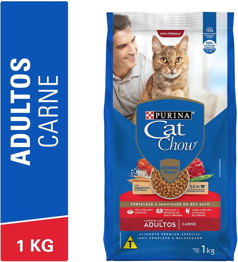 Ração Nestlé Purina Cat Chow Adultos Defense Plus Carne - 1Kg