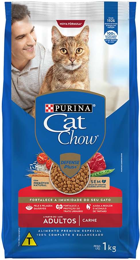 Ração Nestlé Purina Cat Chow Adultos Defense Plus Carne - 1Kg