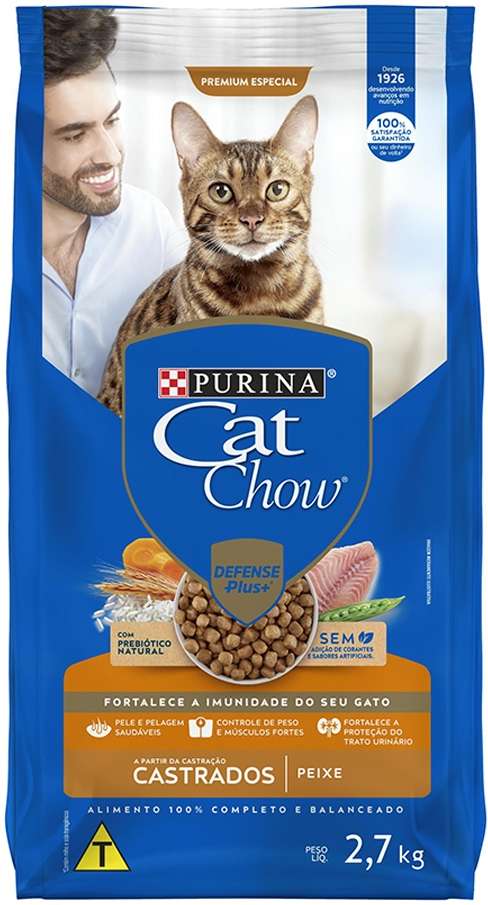 Ração Seca Nestlé Purina Cat Chow Peixe para Gatos Castrados - 2,7Kg