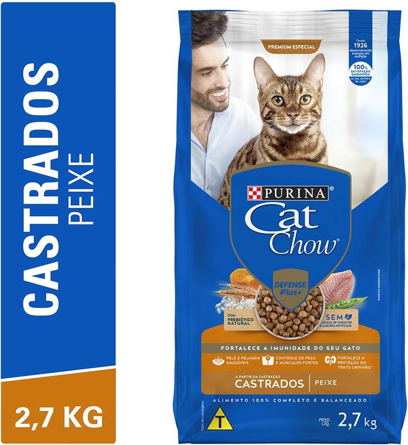 Ração Seca Nestlé Purina Cat Chow Peixe para Gatos Castrados - 2,7Kg