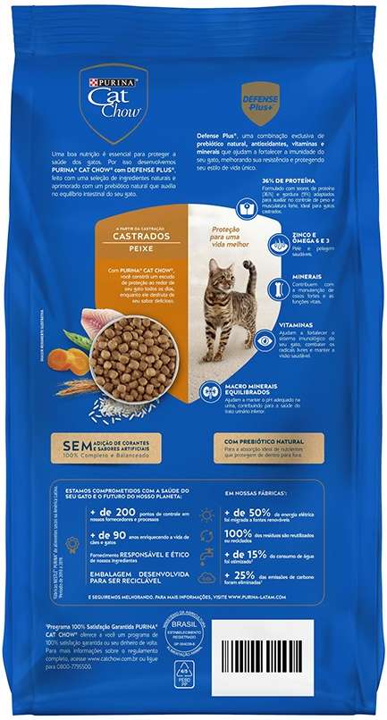 Ração Seca Nestlé Purina Cat Chow Peixe para Gatos Castrados - 2,7Kg