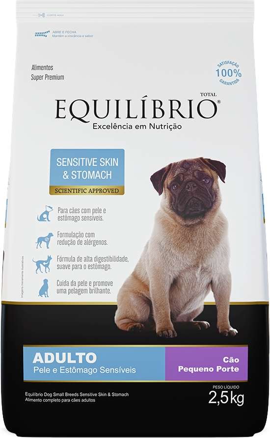 Ração Seca Equilíbrio Sensitive Skin & Stomach para Cães Adultos de Porte Pequeno - 2,5Kg