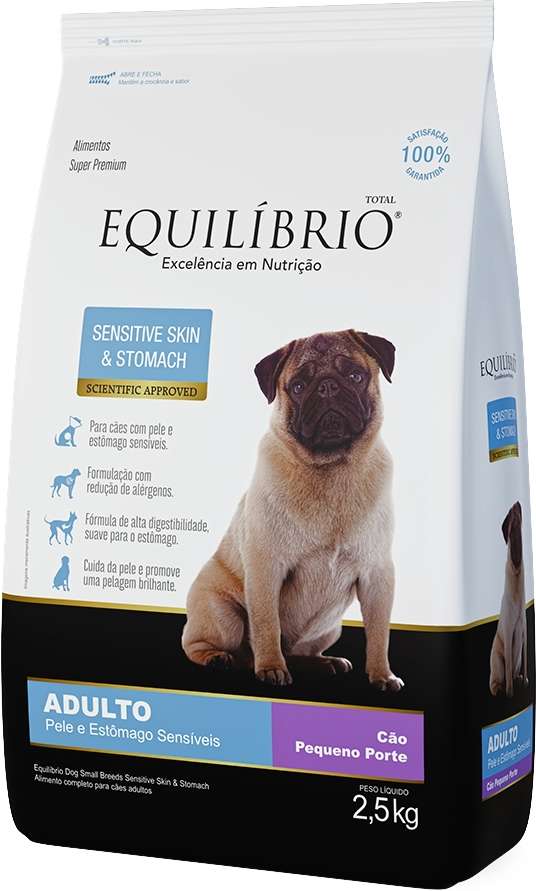 Ração Seca Equilíbrio Sensitive Skin & Stomach para Cães Adultos de Porte Pequeno - 2,5Kg