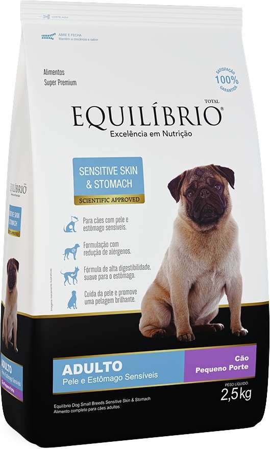 Ração Seca Equilíbrio Sensitive Skin & Stomach para Cães Adultos de Porte Pequeno - 2,5Kg
