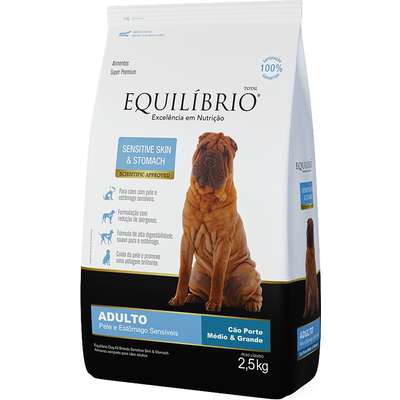 Ração Seca Equilíbrio Sensitive Skin & Stomach para Cães Adultos de Porte Médio e Grande