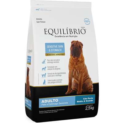Ração Seca Equilíbrio Sensitive Skin & Stomach para Cães Adultos de Porte Médio e Grande