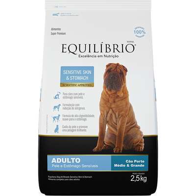 Ração Seca Equilíbrio Sensitive Skin & Stomach para Cães Adultos de Porte Médio e Grande