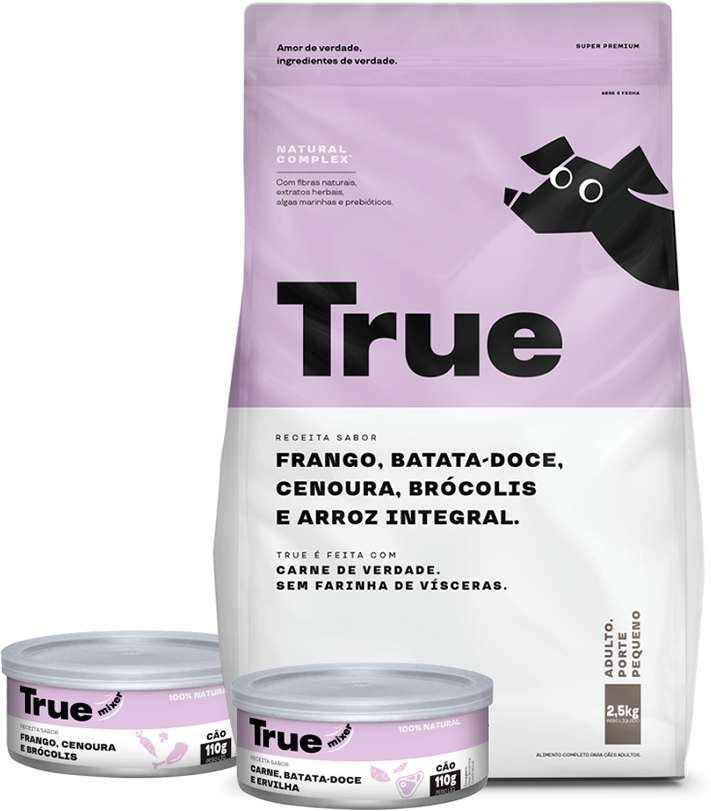 Kit Ração Seca e Mixer True para Cães Adultos Porte Pequeno - (2,5kg + 220g)