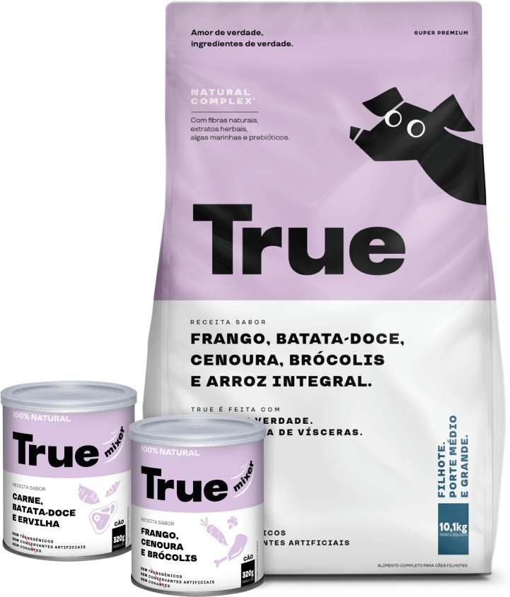 Kit Ração Seca e Mixer True para Cães Filhotes Porte Médio e Grande - (10,1kg + 640g)