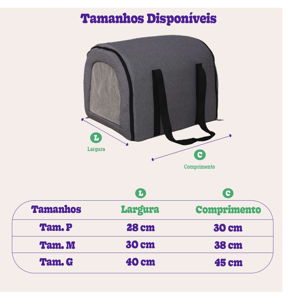 Bolsa de Transporte Fábrica Pet Fechada Jeans - Tam. G