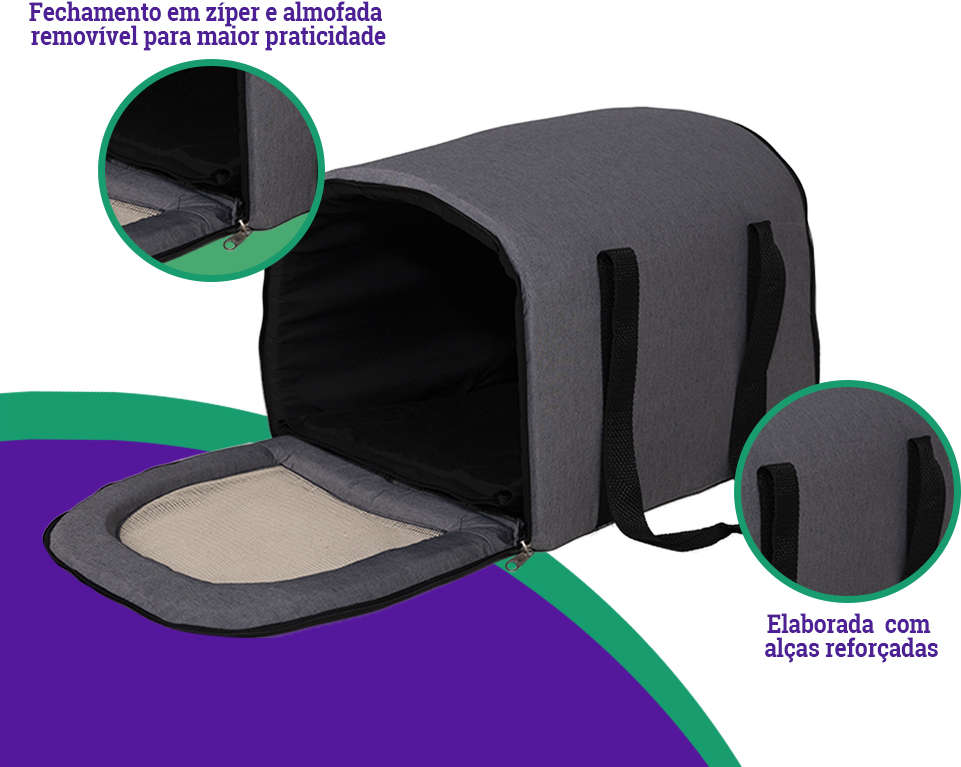 Bolsa de Transporte Fábrica Pet Fechada Jeans - Tam. G