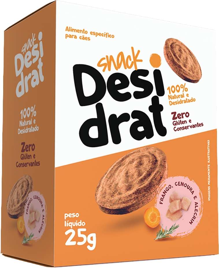 Snack Desidrat para Cães Sabor Frango, Cenoura e Alecrim - 25g