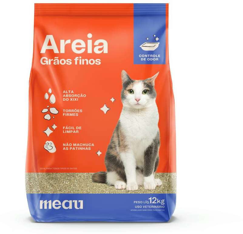 Areia Sanitária Meau Grãos Finos para Gatos - 12Kg