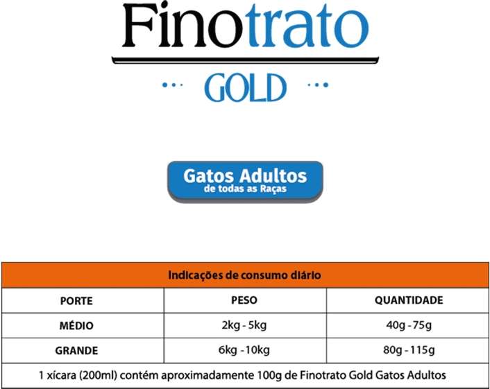 Ração Seca Finotrato Gold Frango para Gatos Adultos - 7,5Kg