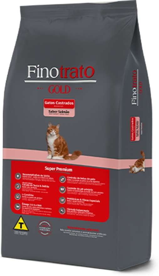 Ração Seca Finotrato Gold Salmão para Gatos Castrados - 7,5Kg
