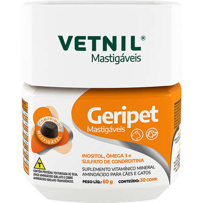 Suplemento Vitamínico Vetnil Geripet Mastigáveis para Cães e Gatos
