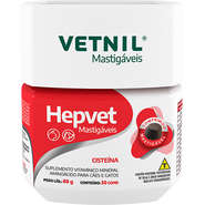 Suplemento Vitamínico Vetnil Hepvet Mastigáveis para Cães e Gatos - 30 Comprimidos
