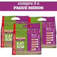 Kit Granulado Sanitário Katbom Natural para Gatos - 18Kg (3 Pacotes 6Kg)