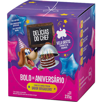 Bolo de Aniversário Petitos Delicias do Chef para Cães Sabor Brigadeiro