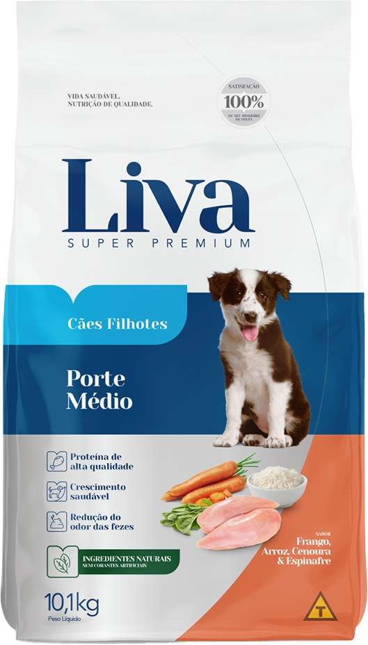 Ração Liva Super Premium para Cães Filhotes de Raças Médias - 10,1Kg